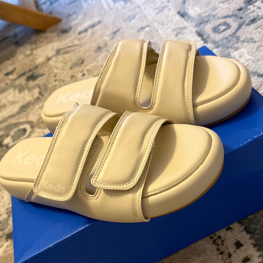 Keds Beige Double-Strap Slide Sandals